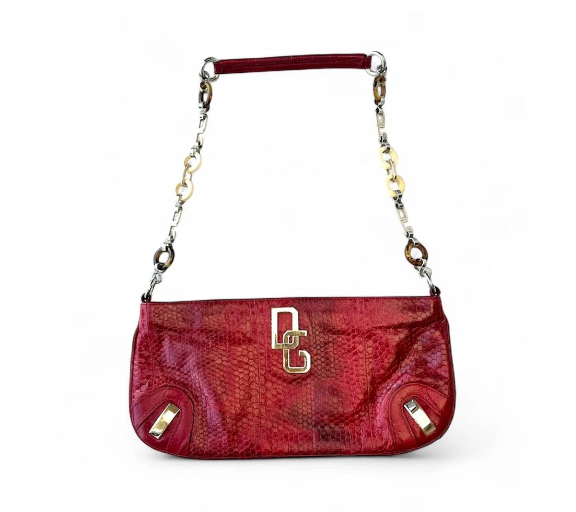 Dolce & Gabbana Spicy Vintage Shoulder Bag - Red Python Embossed Leather