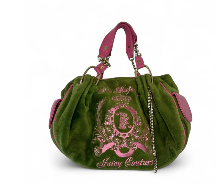 Juicy Couture Vintage Velour Bag with Pink Leather