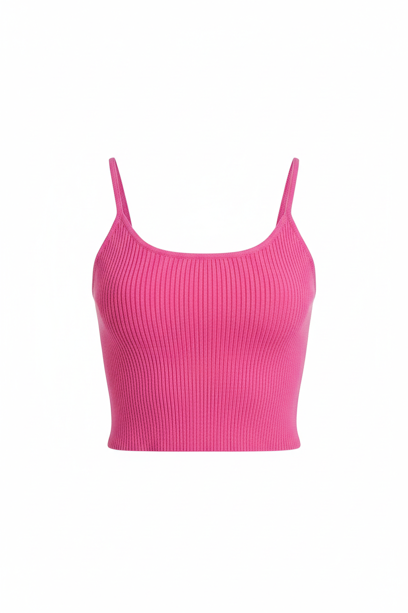 Hot pink ribbed cropped tank