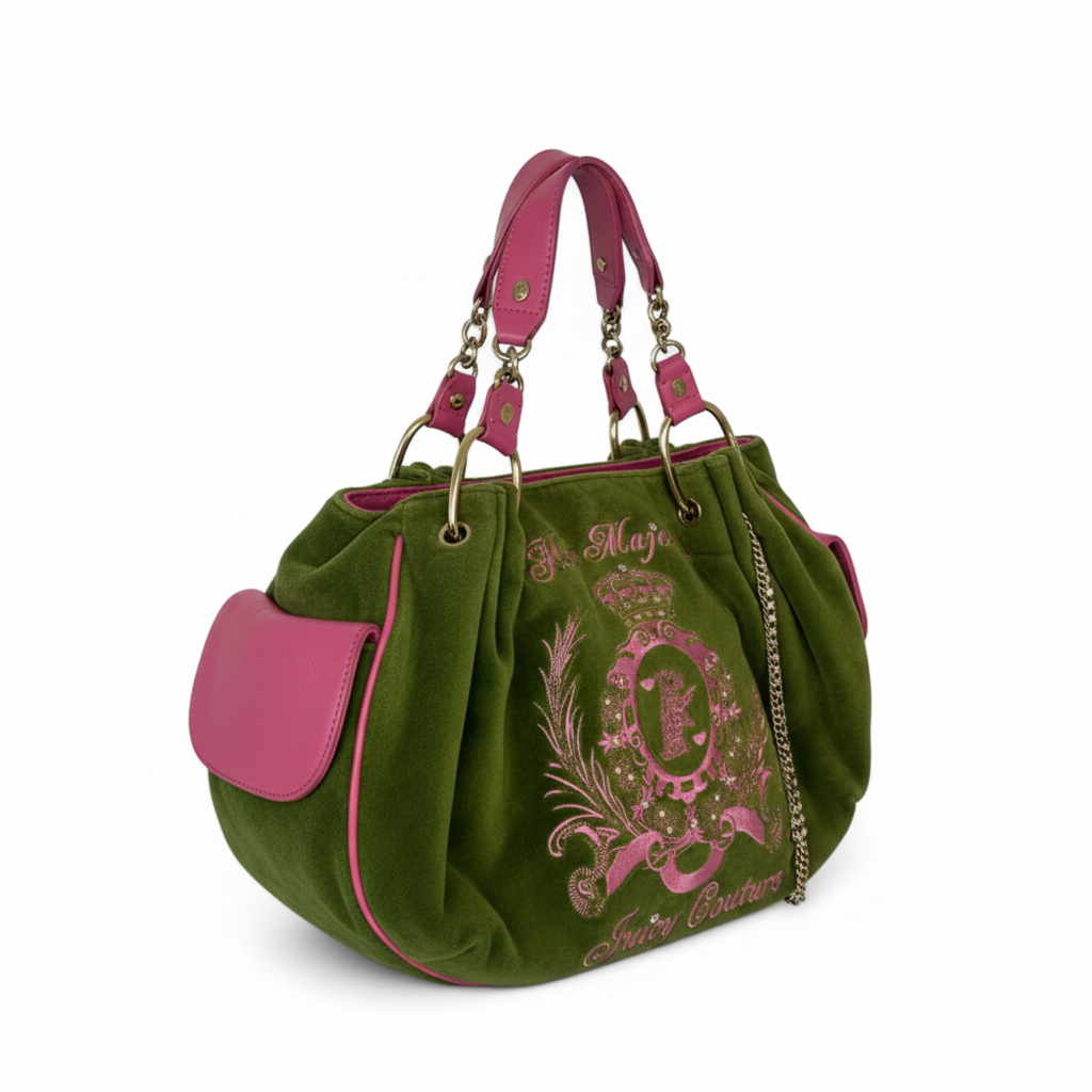 Juicy Couture Vintage Velour Bag with Pink Leather alternative angle