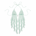 Mint green fringe halter top flat lay product shot